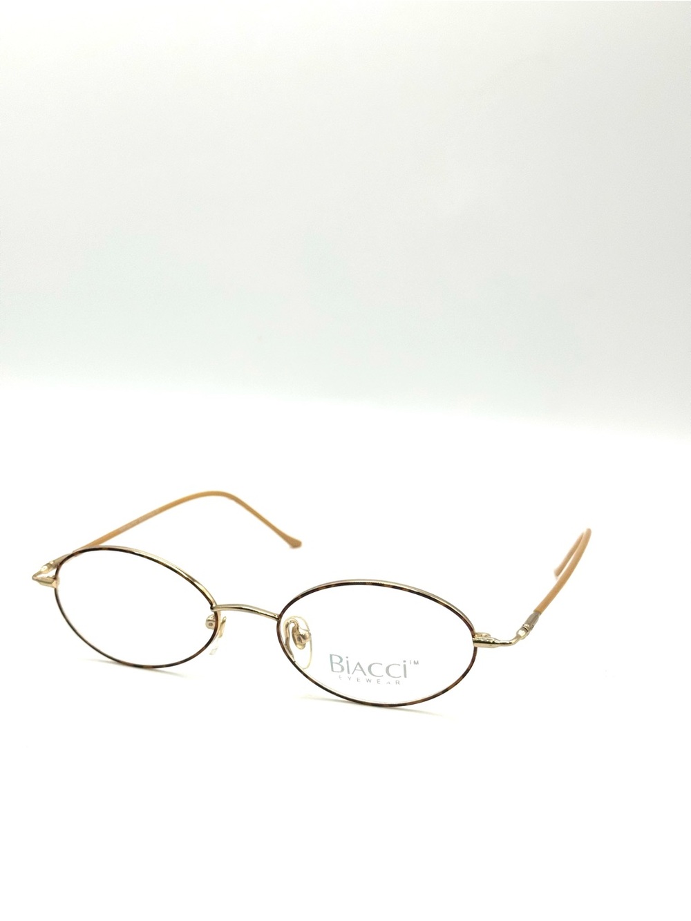 NWT Biacci Gold Oval Metal Wire Glasses Frames - Y2K Vintage